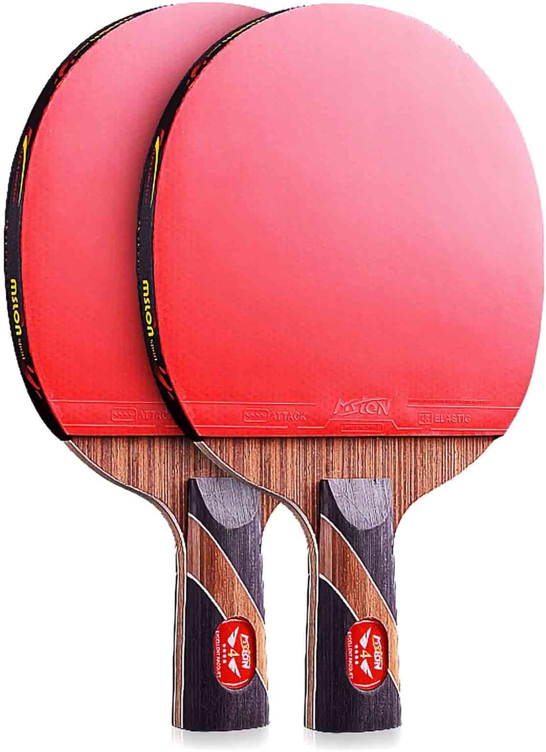 2 Pcs Table Tennis Bats Professional 4 Stars 7-Ply Ping Pong Racket Suitable for Children Students and Beginners/As Shown/A
