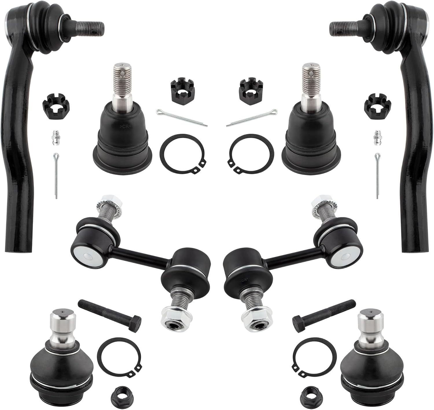 BOXI 8pcs Front Sway Bar End Link + Upper & Lower Ball Joints + Outer Tie Rod Ends Fit for Infiniti QX56 2004-2013 for Nissan Armada 2005-2019 Titan 2004-2015 | K80994 K80647 K750146 ES800031 ES800032