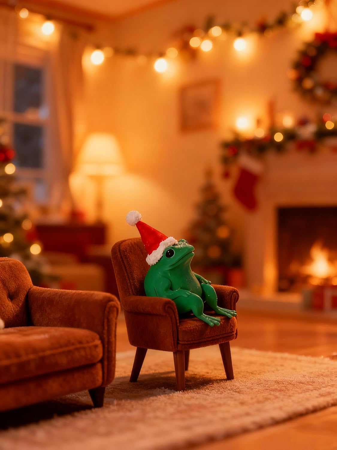 3D Printed Frog Fidget Mini Animals Figures Set, Miniature Sofa Arm Chair Living Room Furniture, Home Office Decor Ornaments for Desktop