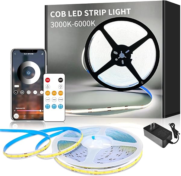 Yeewhale COB LED Strip Lights Dimmable DC Flexible Tape Light for Bedroom, DIY Home Decoration