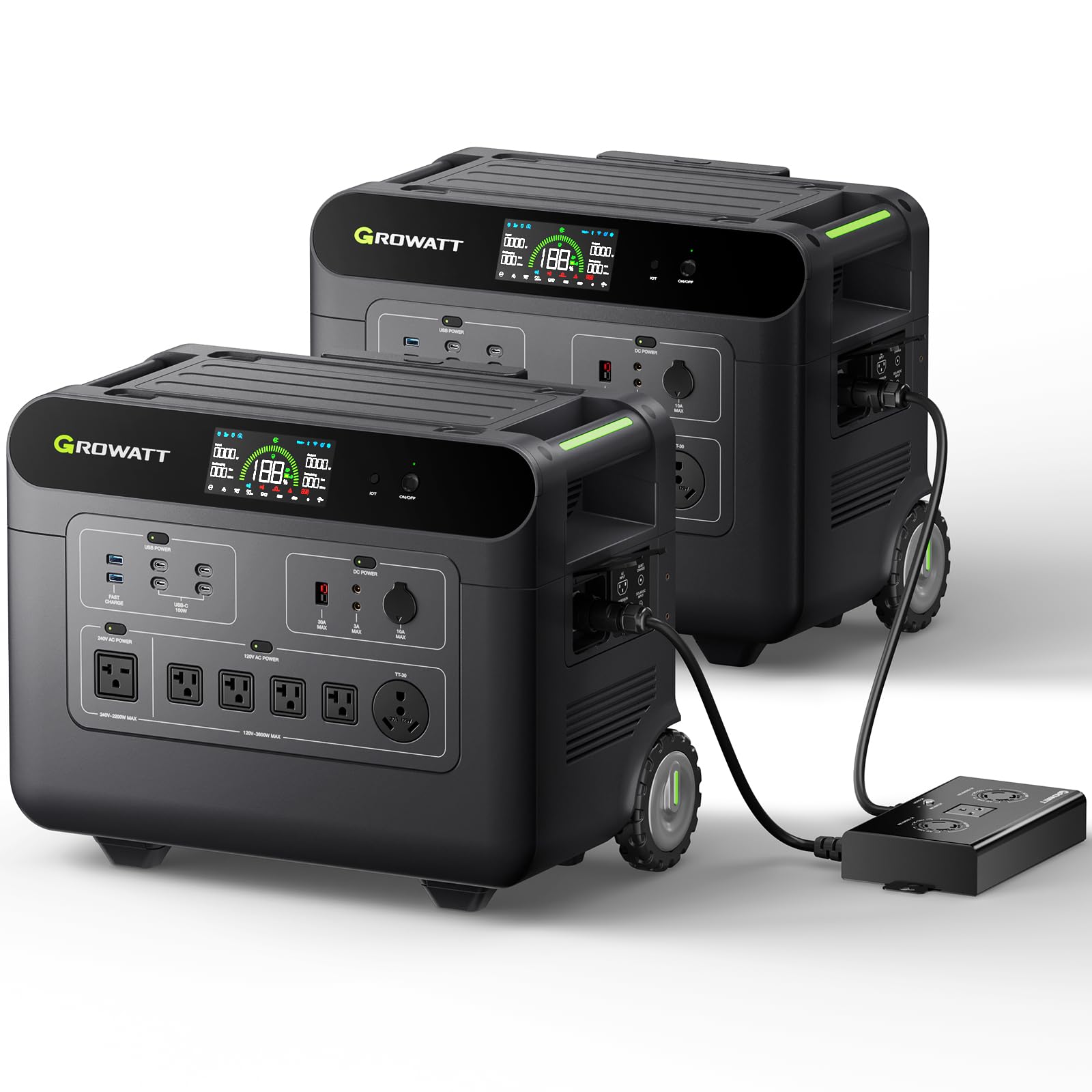 Amazon.com : GROWATT Home Battery Backup,120V/240V 7200W AC Output Solar  Generator, 2 HELIOS 3600 Portable Power Station with Double Voltage  Hub,LiFePo4,Expandable to 36kWh for Home Backup, RVs, Outdoor Camping :  Patio, Lawn