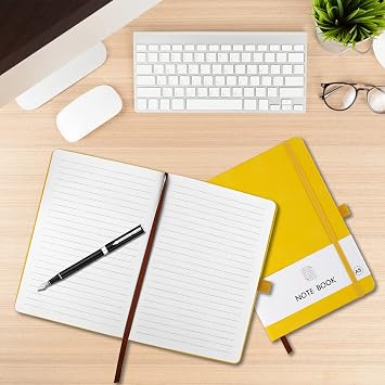 A5 Notebook, Notebook A5 Note Book Note Pad Journal Notebook A5 Notepad PU Leather Notebook for Office School Home Business Writing & Note Taking 200 Pages (100 Sheets)-Neon Orange