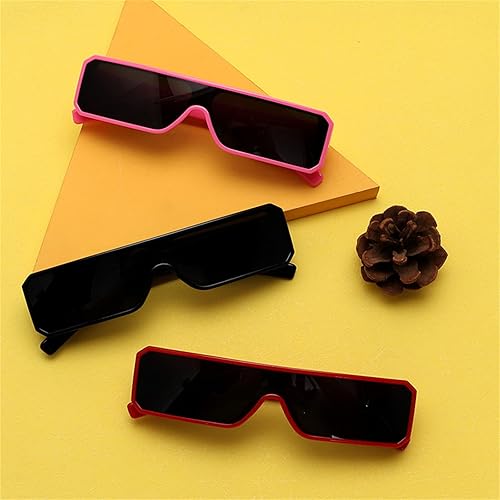 Miniatura 6 de willochra Gafas de sol pequeñas para mujeres y hombres, futuristas, alienígenas, Geth, color negro, rectangular, marco brillante, 90s, geniales