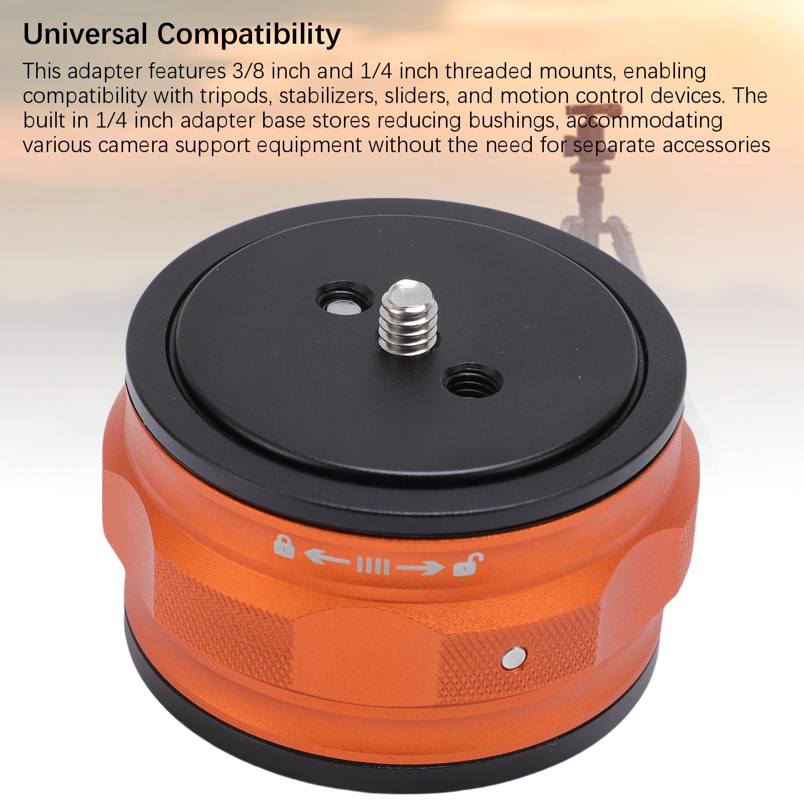 GOWENIC Adattatore a sgancio rapido per fotocamere DSLR Mirrorless, treppiede, slider, giunto cardanico portatile, stabilizzatore, testa a sfera, con filettatura da 3/8 e 1/4"