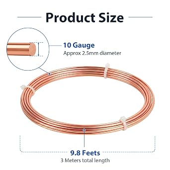 Tenn Well 9.84ft 10 Gauge 99.9% Dead Soft Copper Wire