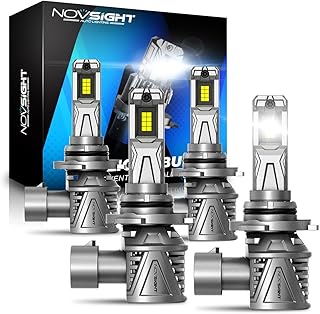 NOVSIGHT Upgraded 9005 9006 LED Headlight Bulbs Combo 35000 Lumens, 600% Brightness 9006/HB4 Low Beam 9005/HB3 High Beam, 120W 6500K Cool White, Pack of 4