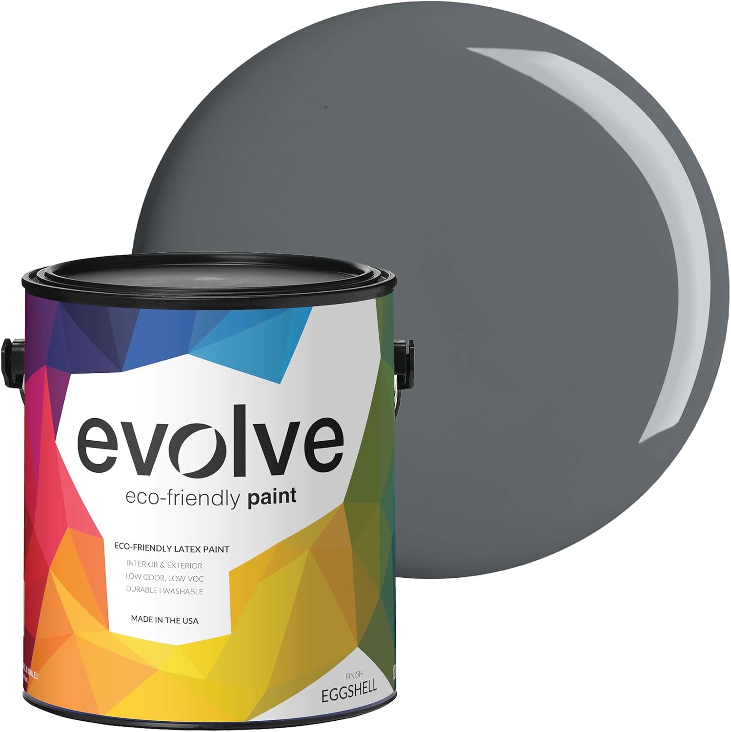 EVOLVE Paint & Primer: Environment-friendly, Low Sheen with One-coat Coverage for Interior & Exterior surfaces (Seal Gray, 1-Gallon)