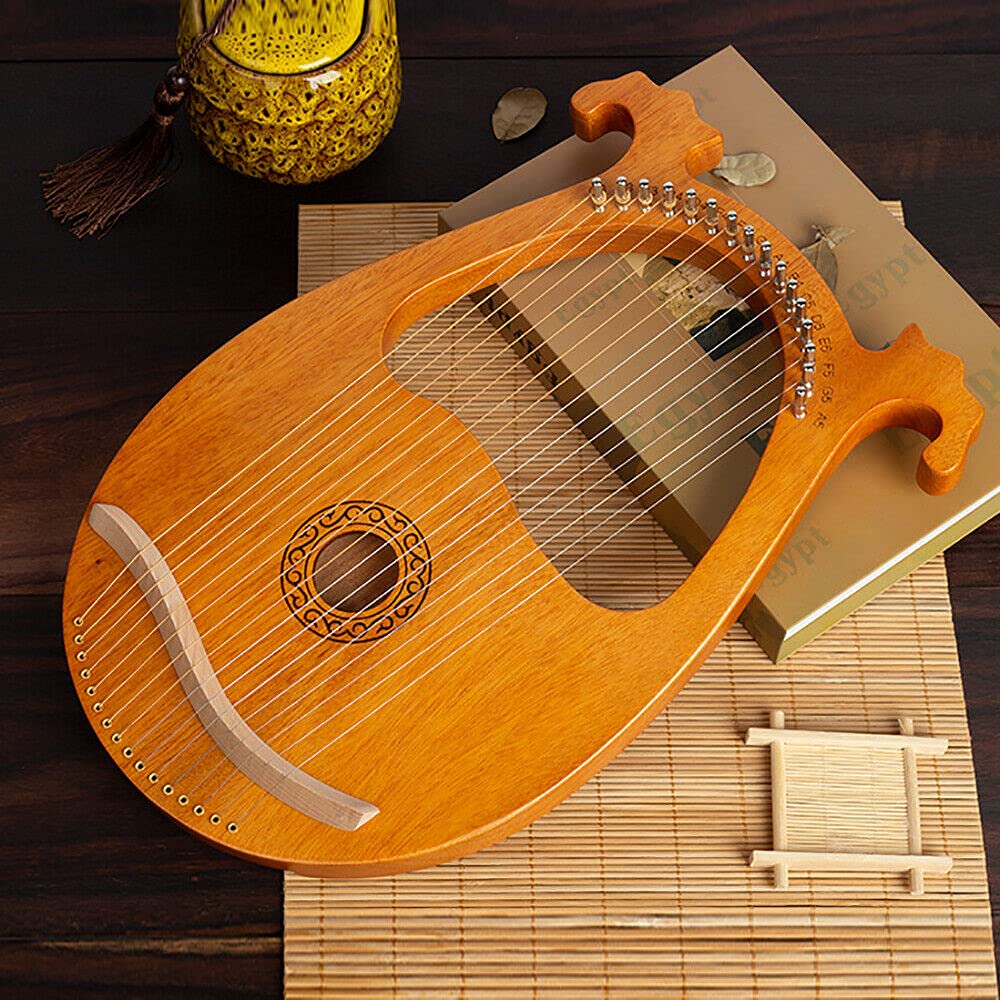 Harfe Die HolzLeier 16 cuerdas con llave de afinación para principiantes, instrumento musical portátil (patrón)