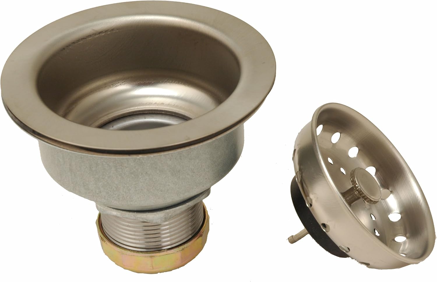 Deep Cup Basket Strainer, Satin Nickel Finish Sink Strainer - By PlumbUSA