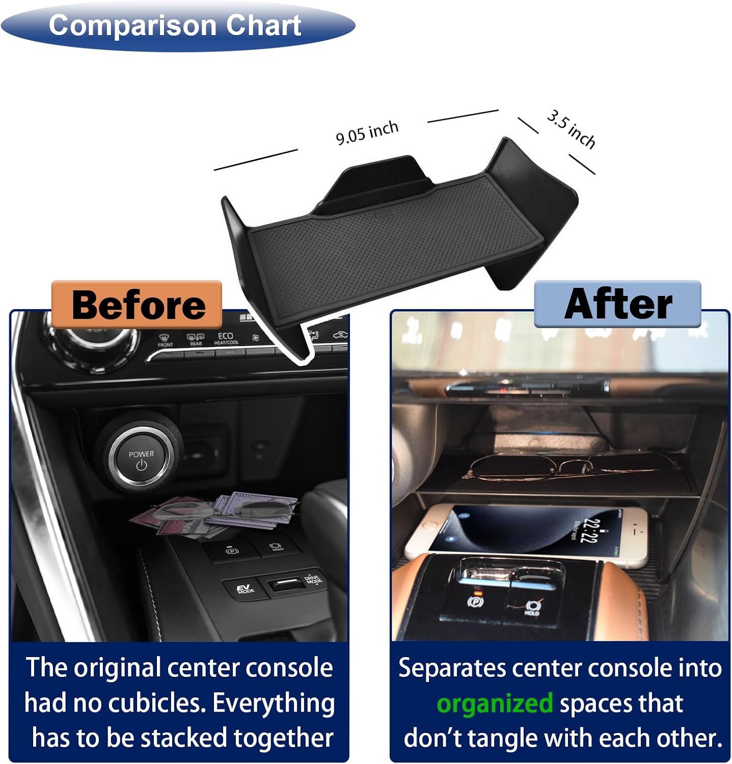 RUNROAD Center Console Organizer For 2021-2024 Toyota Venza Accessories image 4