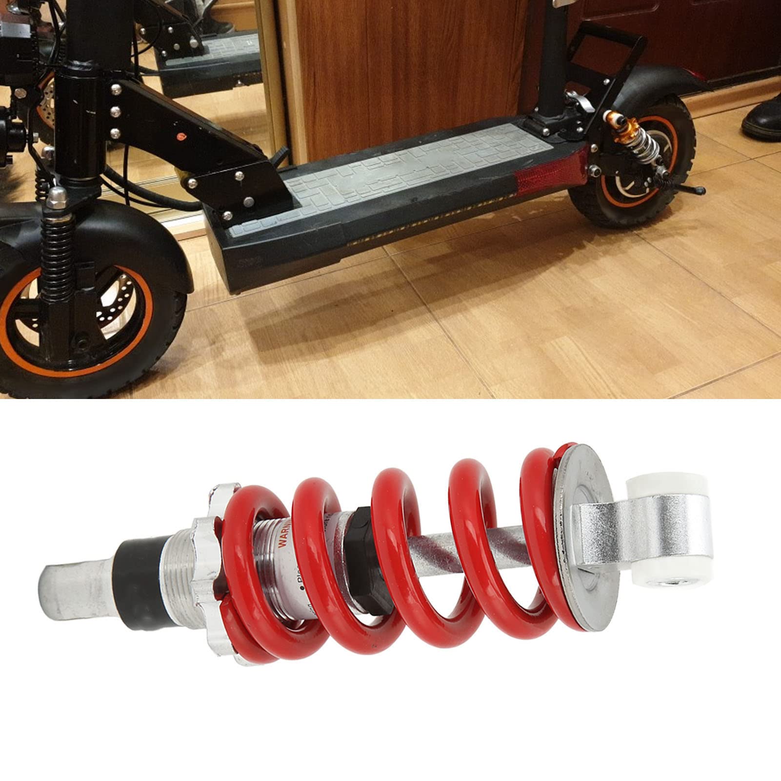 Tissting Amortisseur Vélo Électrique Universel 150mm 5.91", Ressort 750lbs Réglable Rouge, Suspension VTT Scooter Moped, Pièce Détachée Modifiable