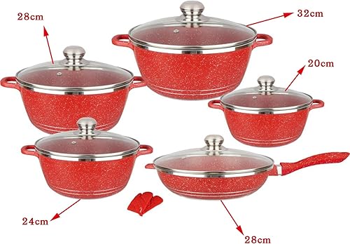 Miniatura 5 de Cooking Pot Nonstick Cookware Sets Granite Cooking Pots and Pans with Glass LidsMarble Coated Aluminium Home Kitchenware with SaucepansFrying