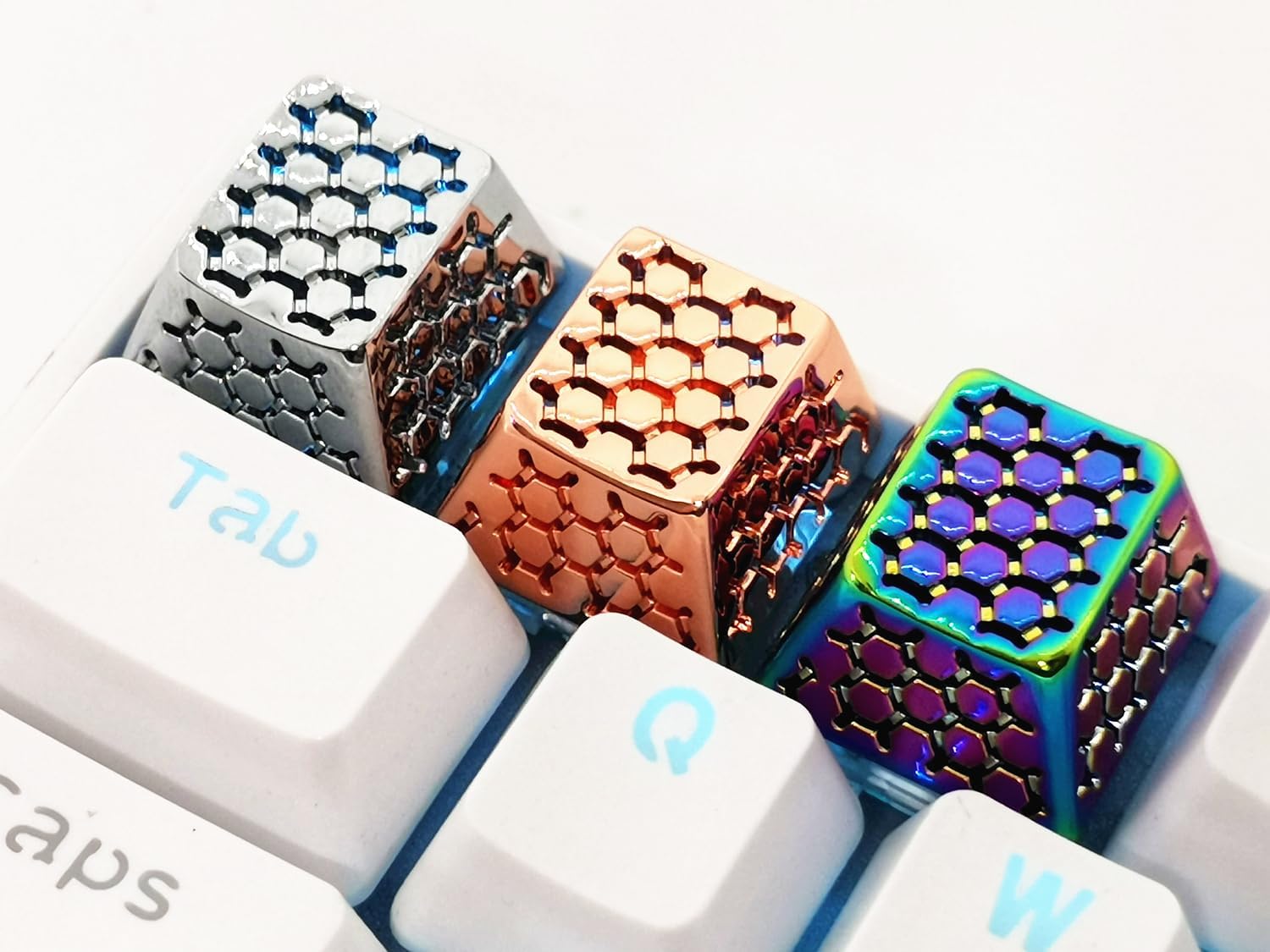 Metal Artisan Keycaps,CNC Zinc Alloy Custom Keycap,Mechanical Keycap,Unique Hollowed-Out Style,Gift Collection (Gold)