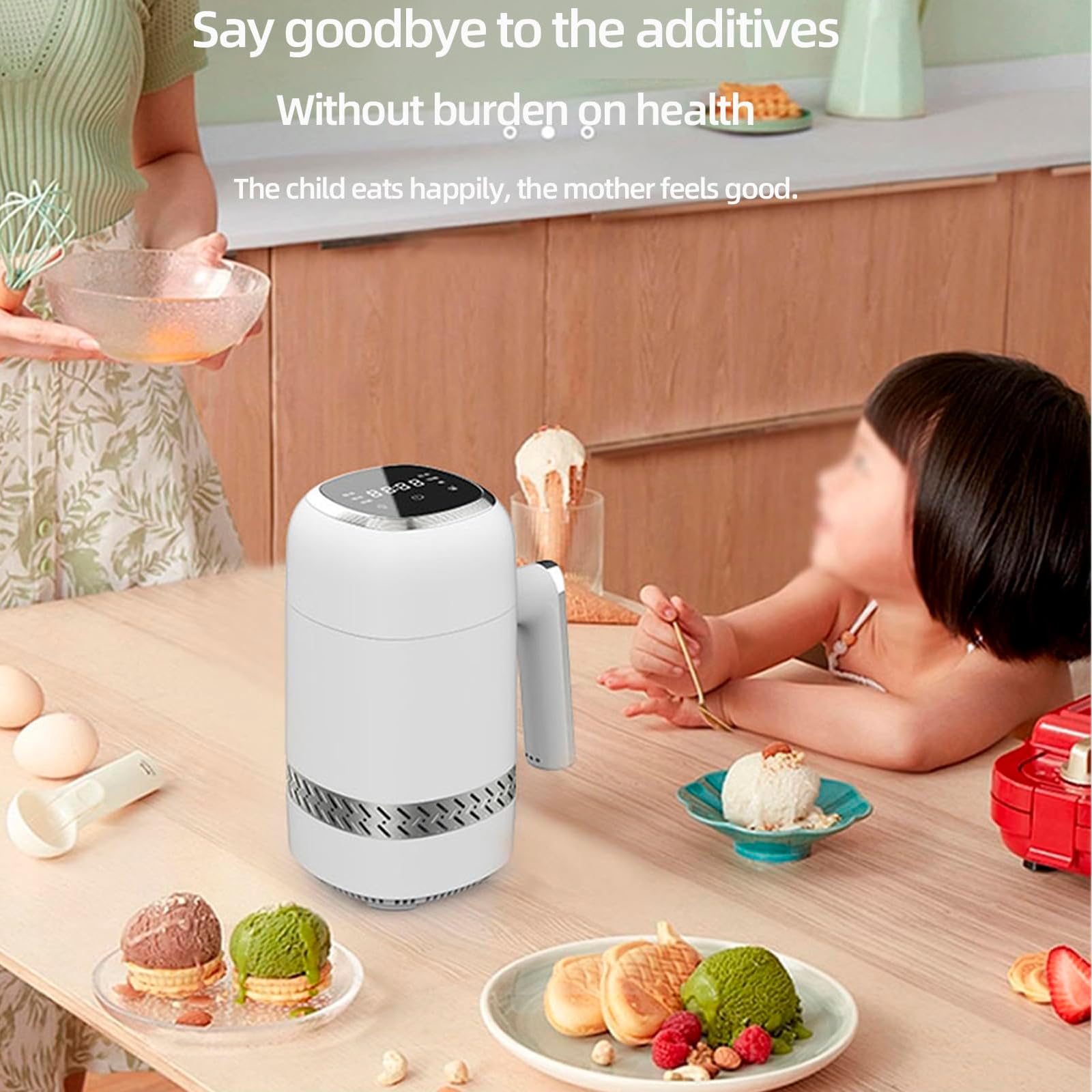 Smart Ice Cream Maker Mit Halbleiterkühlung, 12-v-softeis-eismaschine Mit Led-Display Und 6 Modi, DIY Healthy Ece-crem-Hersteller Für Gefrorene Eiscecream-joghurt-milchshake-reiswein