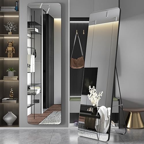 EDTEMI Espejo de pie de longitud completa, 56 x 16 pulgadas, espejo de pie o apoyado contra la pared, espejo de cuerpo completo, espejo colgante