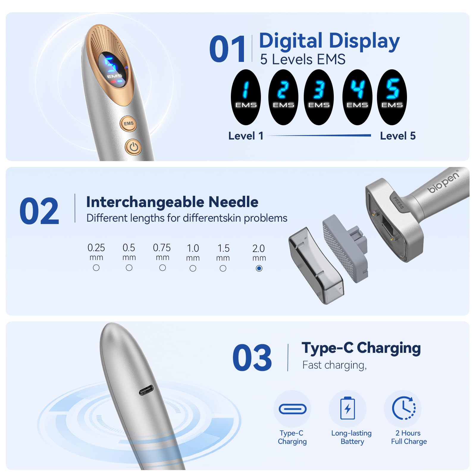 Dr. pen Bio6 Derma Stamp Microneedling Derma Roller Patronen 10 Stück 0,5 mm