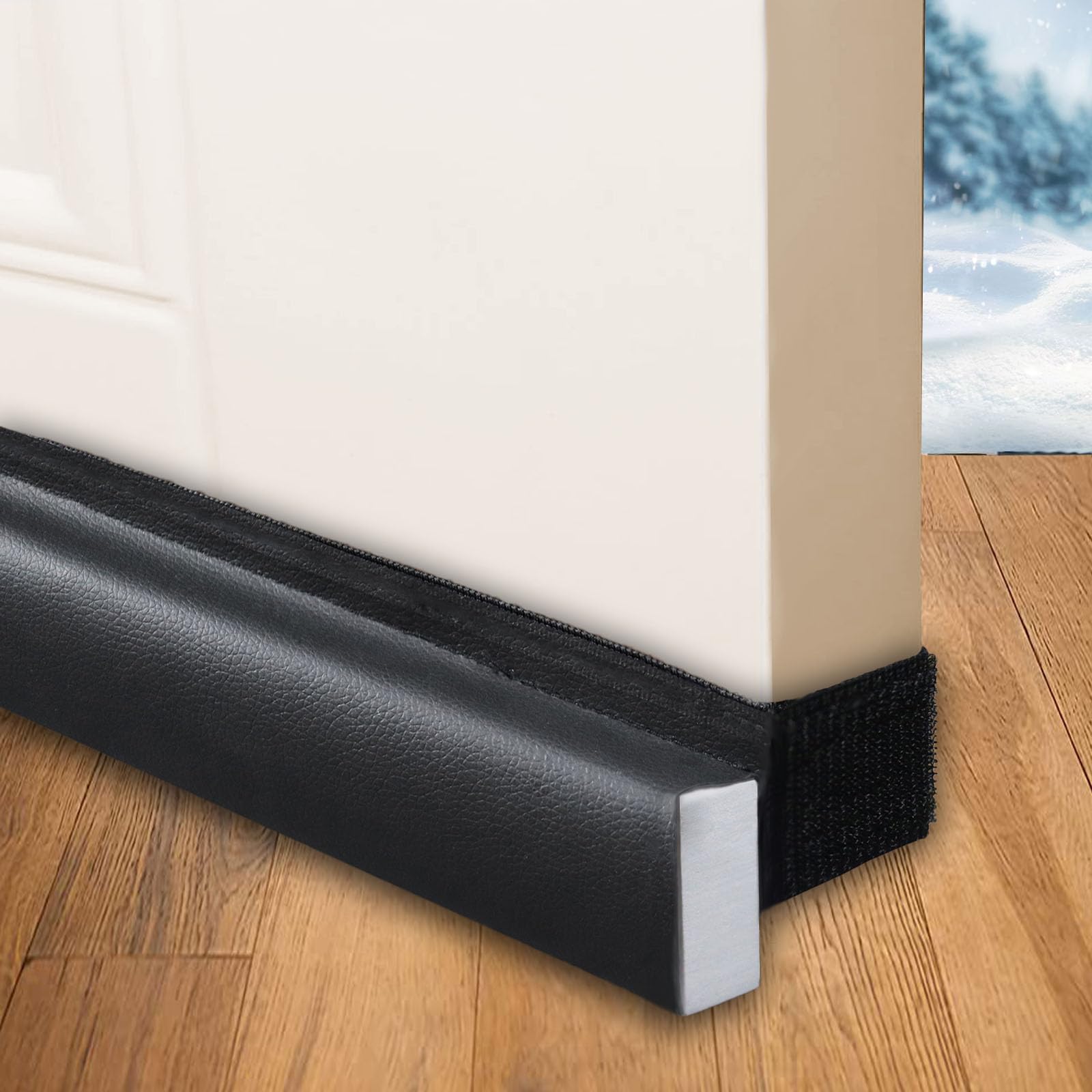 Under Door Draft Stopper for Bottom of Door Window Cover 2" Gap Cuttable 39" No Adhesive Draft Blocker Noise Excluder Seal Insulation Sliding Glass Front Door Patio