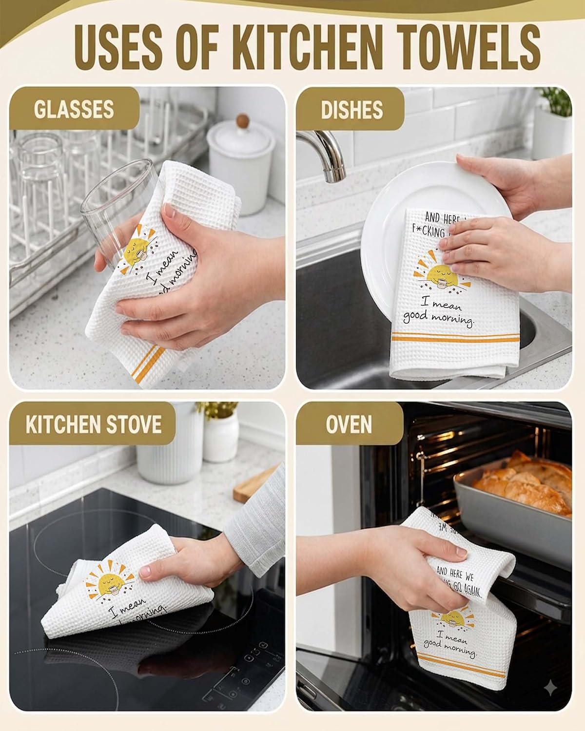Kqdfr Funny Morning Kitchen Towel for Women, Dish Towel for Hostess image 5