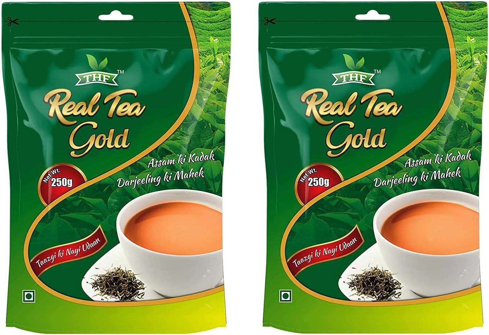 THF Real Tea Gold, Assam Teas, Unflavoured Black Tea, Strong blend of Darjeeling Ctc long leaves | Rich & Quality Kadak flavourful Chai 250 GM Pack (Pack of 2 pcs)