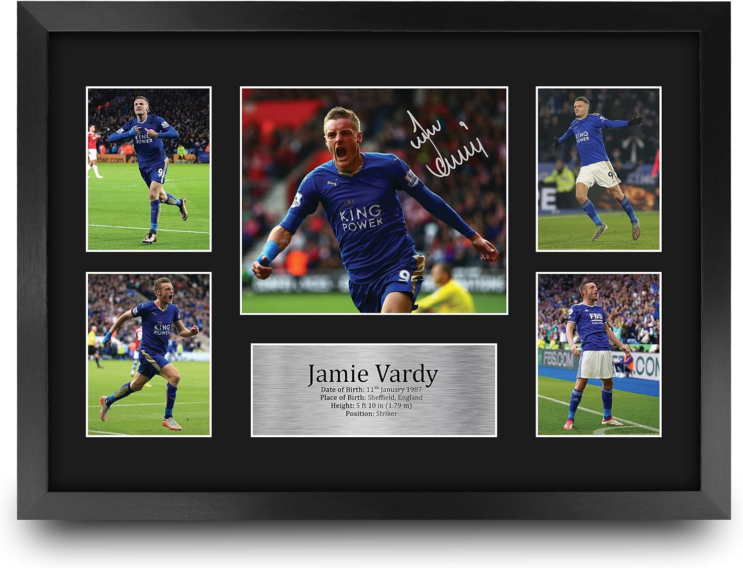 HWC Trading Jamie Vardy Leicester City 16 x 12 inch (A3) Printed Gifts Signed Autograph Picture for Football Fans and Supporters - 16" x 12" Framed