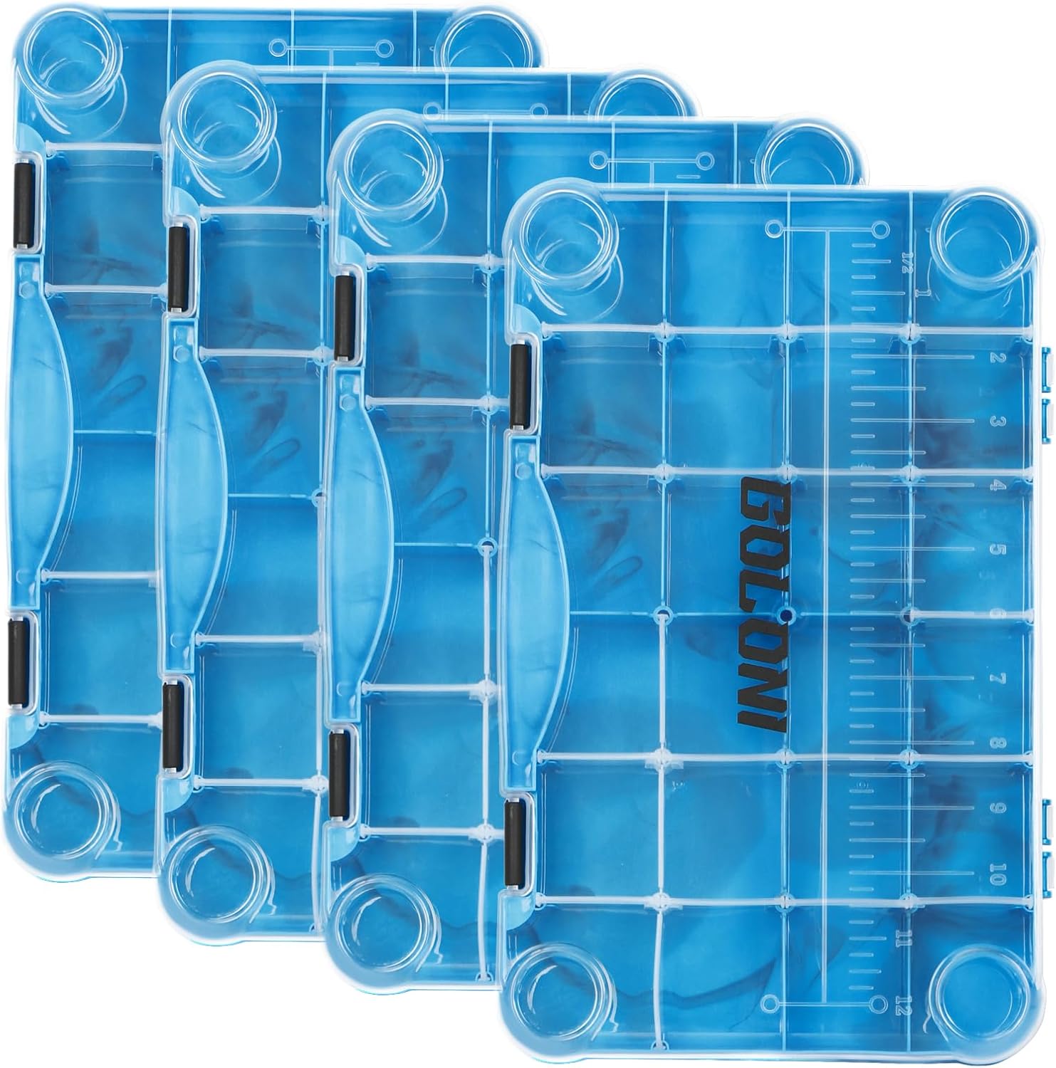 Goloni Fishing Tackle Box,Plastic Clear Fishing Storage Organizer Box With Removable Dividers,3700 Tackle Trays,Storage Lure Box for Lures 4 Pack