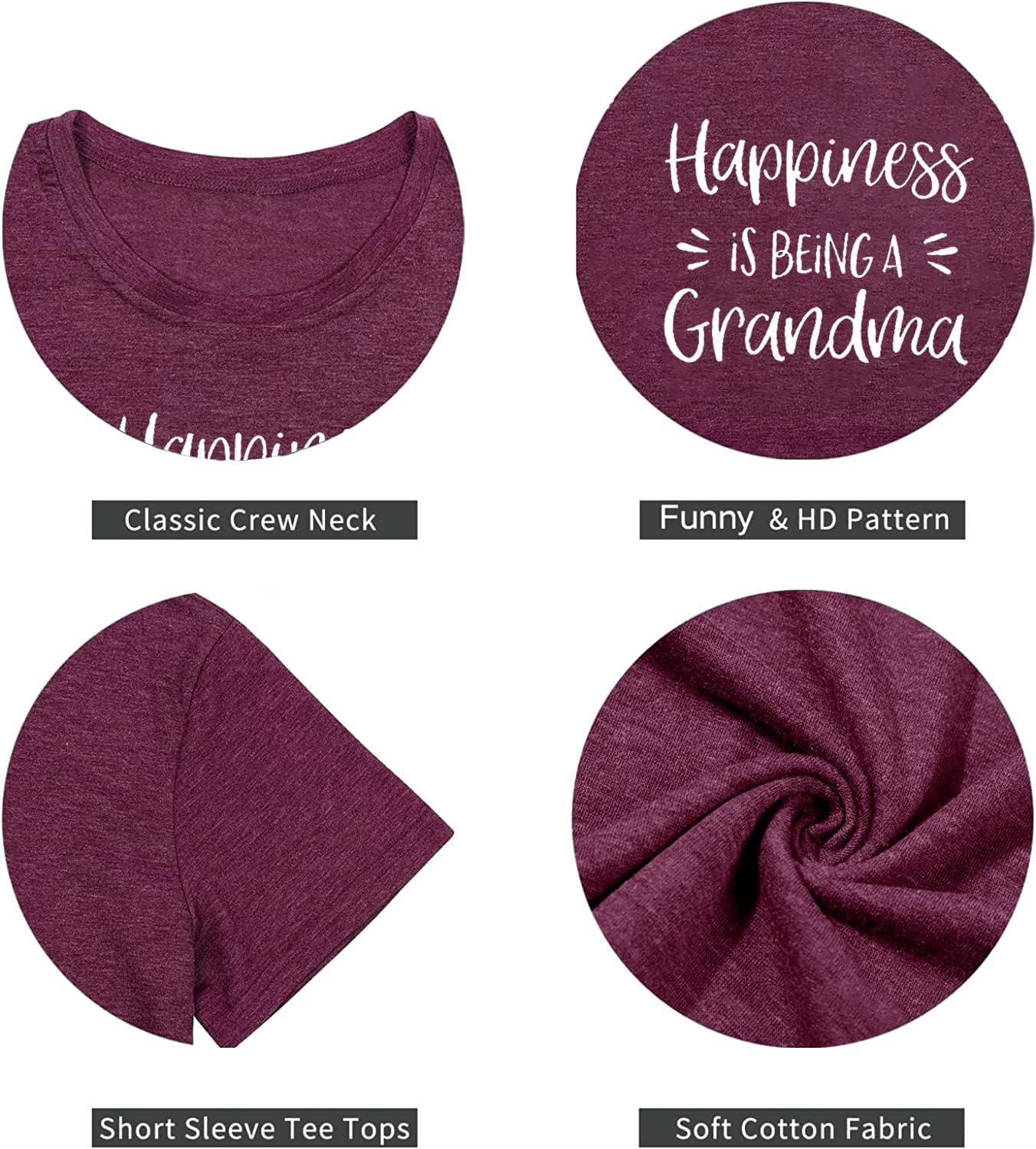 Grandma Shirts for Women Happiness is Being a Grandma Letter Printed Tshirt Grandmother Casual Short Sleeve Tee Tops - Image 5