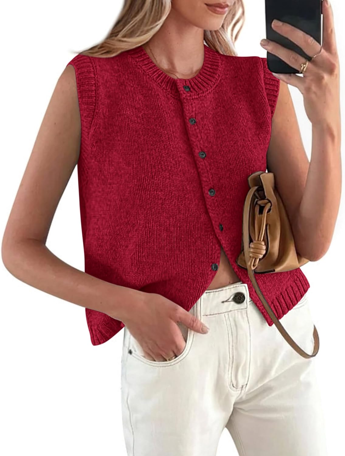 PRETTYGARDEN Sweater Vest Tops for Women 2026 Lightweight Summer Cardigan Sleeveless Button Up Knit Casual Spring Clothes