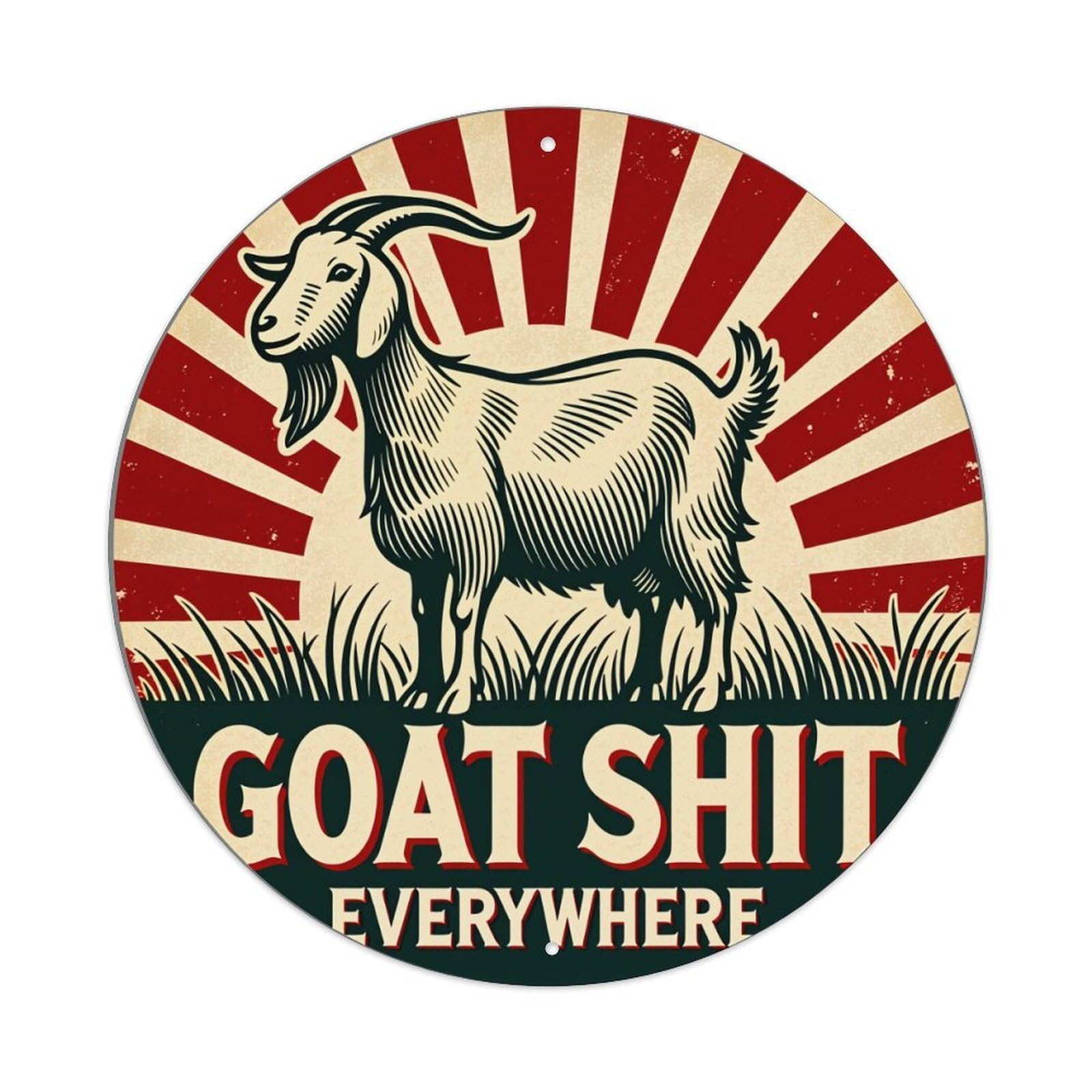 Goat Shit Everywhere Pattern Print Metal Tin Sign Vintage Garden Bedroom Cafe Bar Man Cave Home Wall Decor Metal Poster 8x8 inches