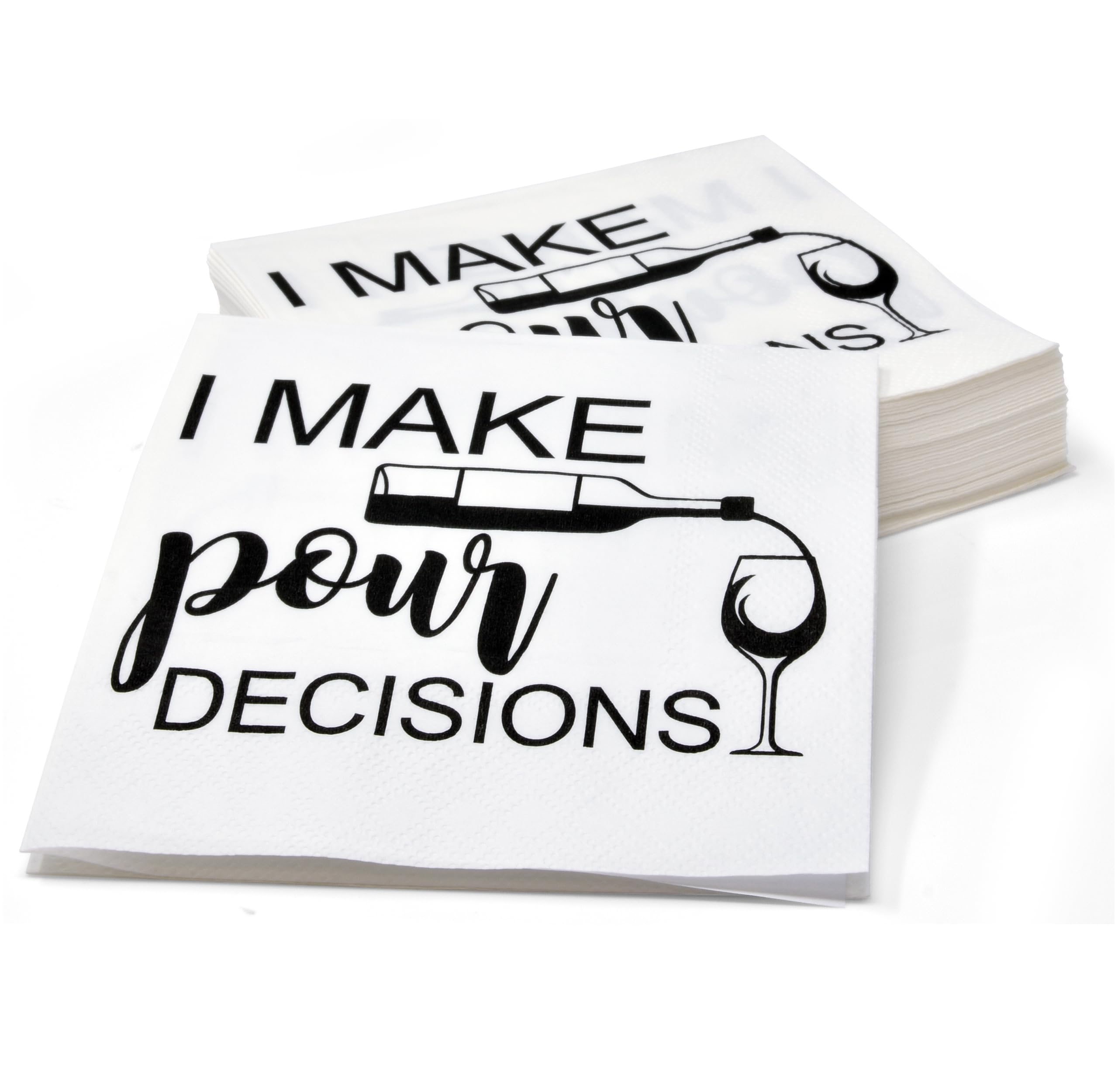Gift Boutique 100 Pcs I Make Pour Choices Cocktail Beverage Napkins Disposable Funny Paper Dessert Napkin for Wine Bar Birthday Party Supplies