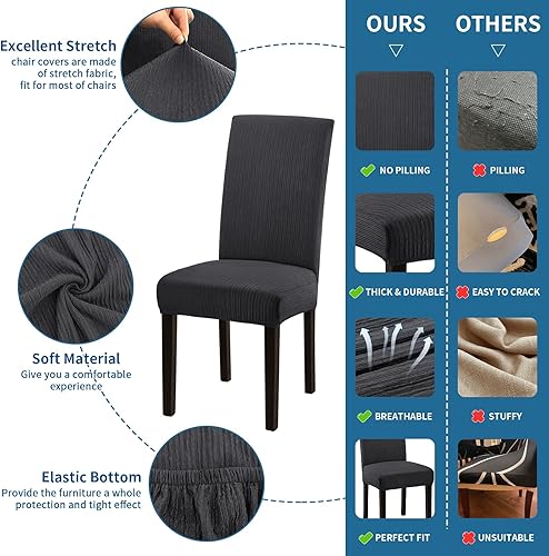 Miniatura 11 de Juego de 6 fundas elásticas para sillas de comedor, extraíbles y lavables, para sillas de comedor, hotel, ceremonia