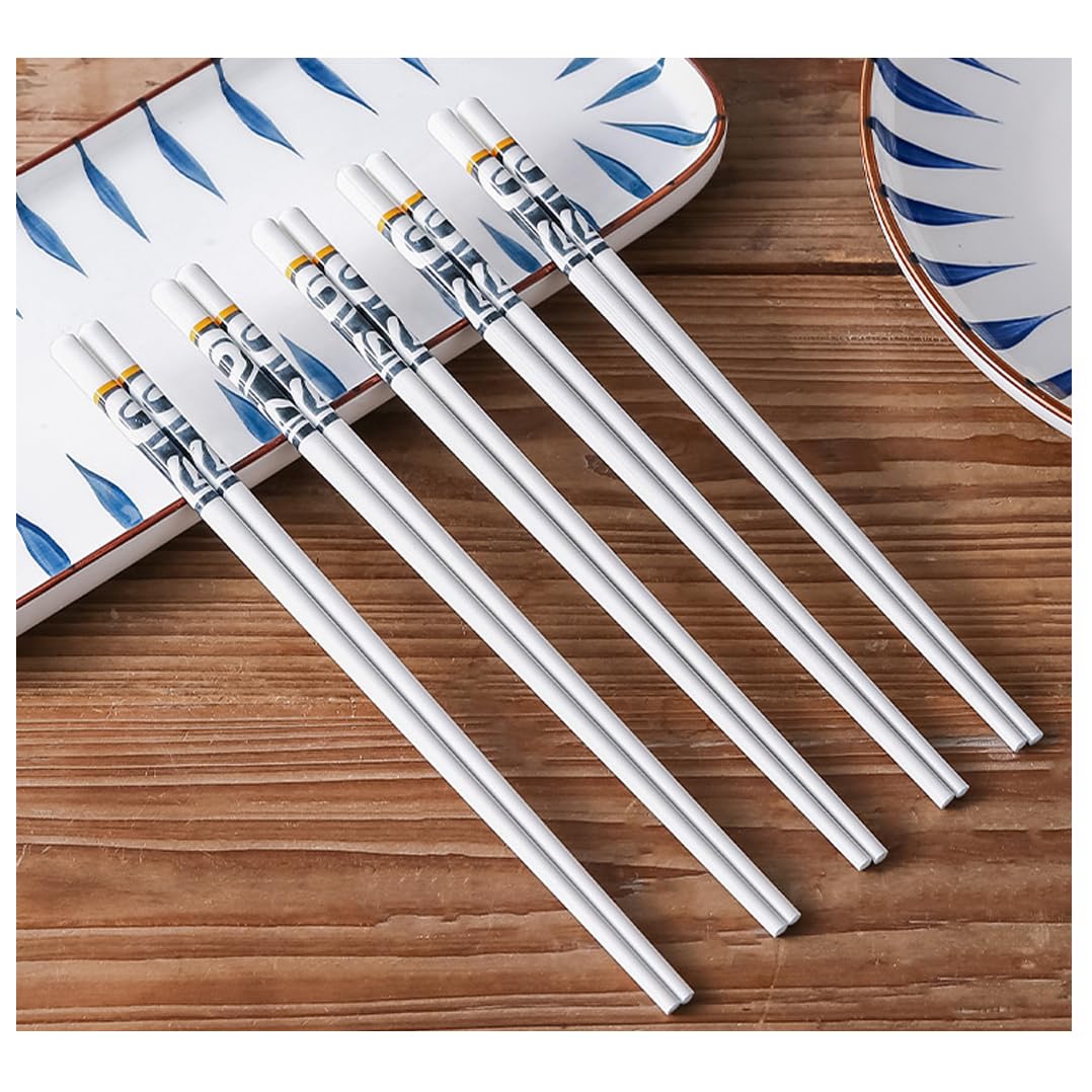 Coffret Cadeau de Baguettes en Porcelaine Japonaise, 10 Paires de Baguettes réutilisables lavables au Lave-Vaisselle avec étui, Baguettes antidérapantes en céramique osseuse de Haute qualité W