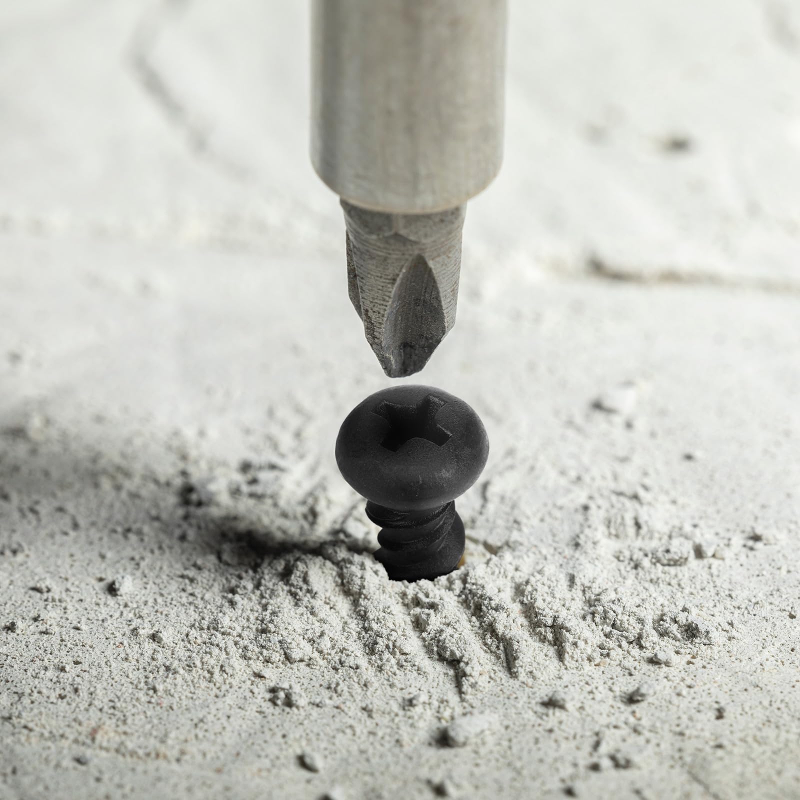 150 viti autofilettanti da 1/4" x 1-1/2" in fosfato nero a testa cilindrica, per lavori leggeri, per pareti, cartongesso, legno, cemento, mattoni e altri materiali in muratura