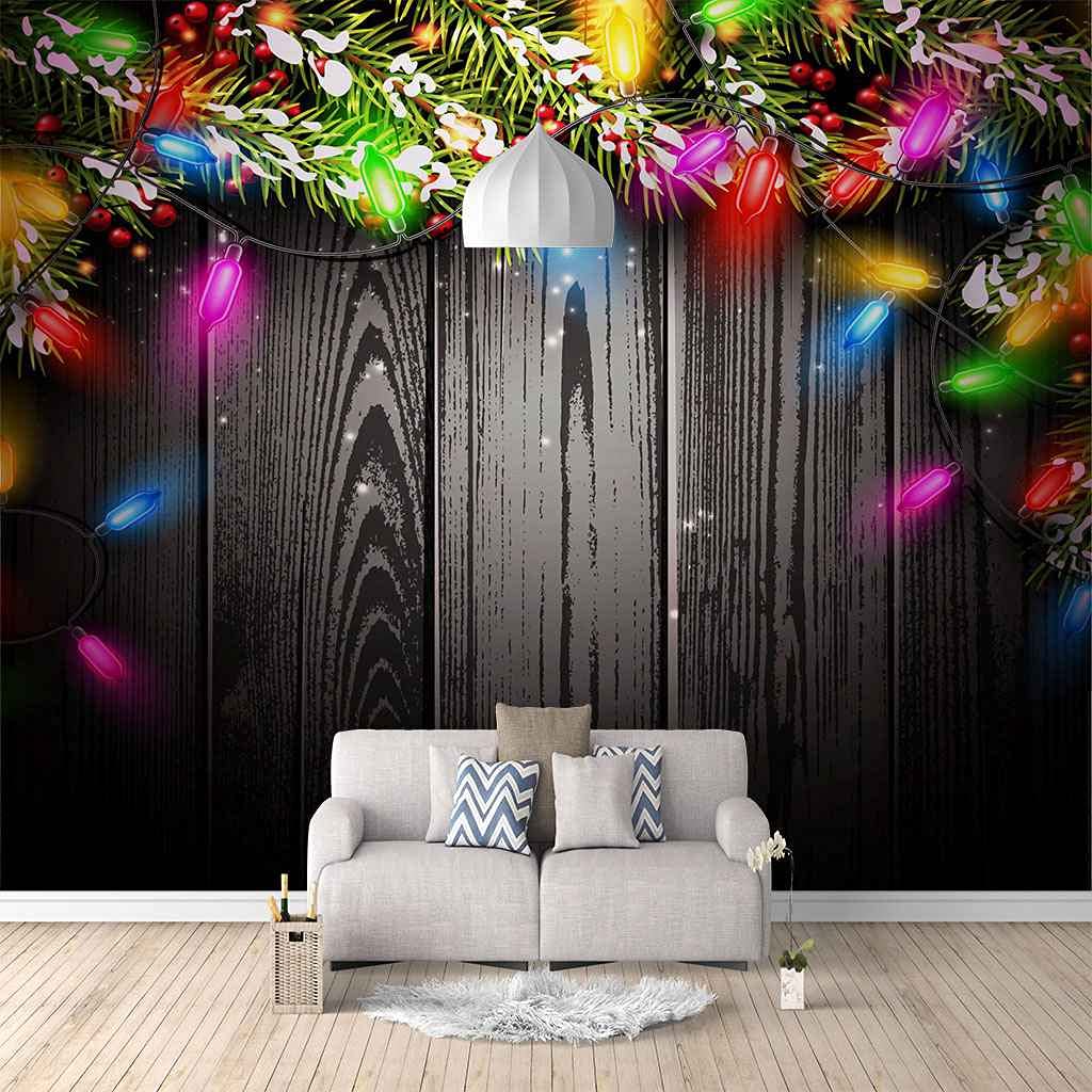 Toile auto-adhésif 3D poster géant mural personnalisé lumières de Noël colorées