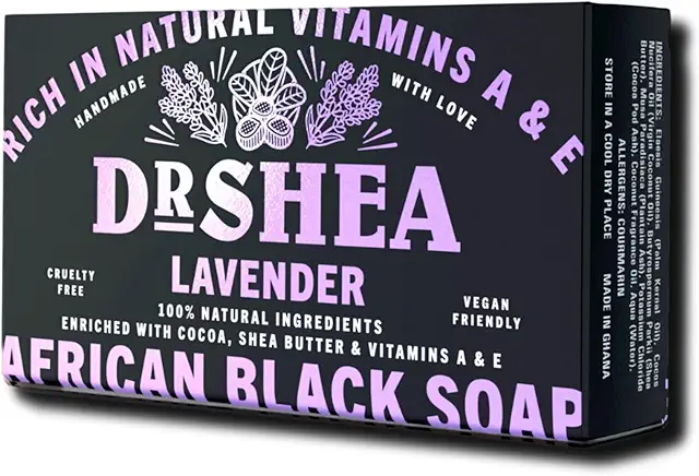 Lavender Organic African Black Soap 100g - Eczema & Psoriasis Relief - Authentic Ghana