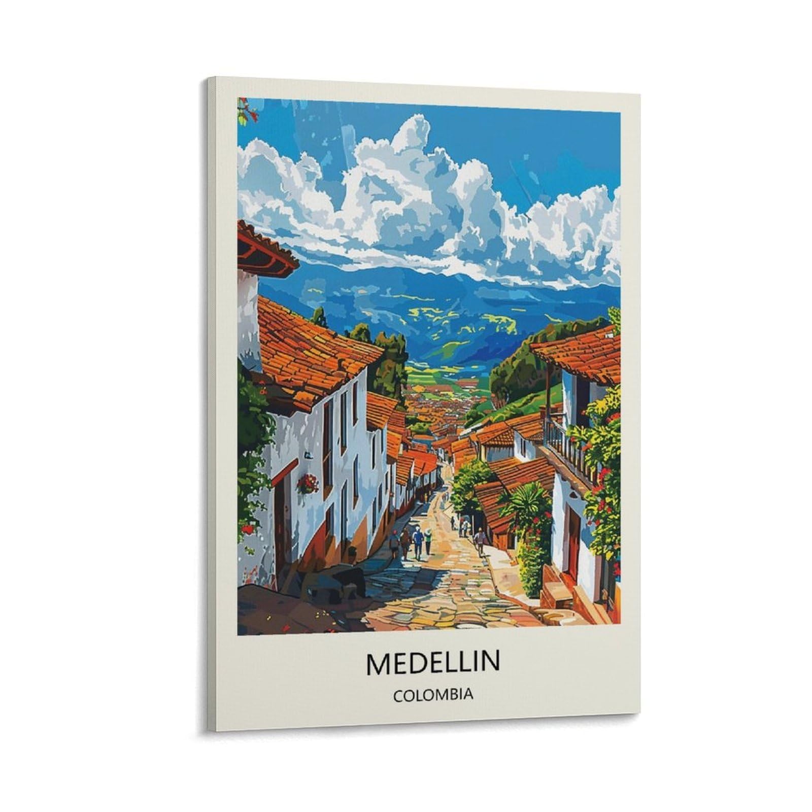 Yjneng Framed Canvas Art Picture Medellin Colombia Wall Decor Art Painting Posters Modern Family Decorative Poster 08X12inch(20X30cm)