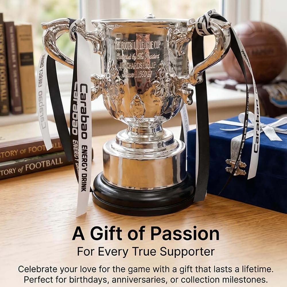 EFL Cup Réplica Trofeo Fútbol Copa Plata Colección | Trofeo réplica EFL Cup acabado plata para aficionados, coleccionistas, clubes y decoración deportiva