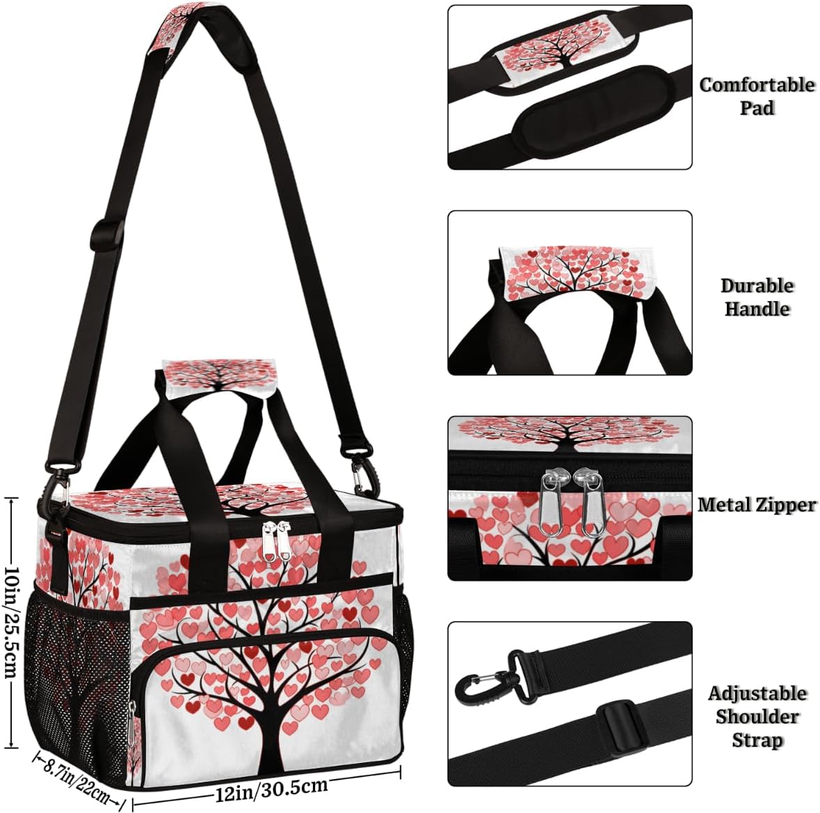 Insulated Picnic Backpack Lunch Box for Women Men Picnic Basket Tote Lunch Bag Picnic Bag Portable Lunch Bags for Picnic, Beach, Work, Trip,Office, Camp Valentine's Day Tree