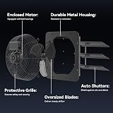 MISTRO 300mm Shutter Exhaust Fan with Speed Controller, 1350m³/h Wall Mounted Extractor, Automatic Metal Louvers, for Garage, Workshop, Attic, Bathroom, Kitchen - 3
