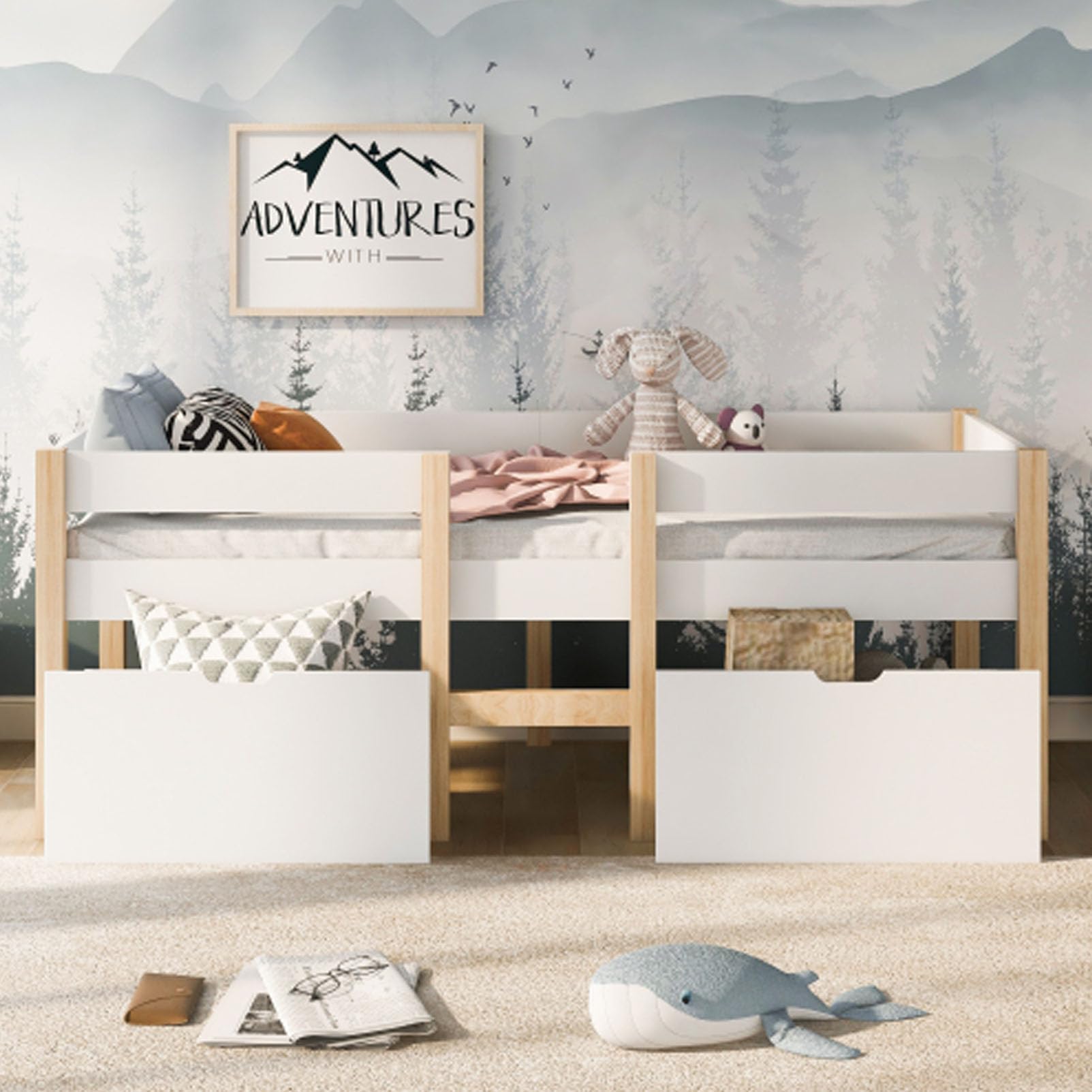 Letto Per Bambini Con Protezione Anticaduta Letto Per Giovani Per Bambini Ragazzi Letto Singolo Legno Di Pino Massiccio Struttura Letti In Legno Con Rete A Doghe Letto Bianco 90x200 Cm Con Cassetto