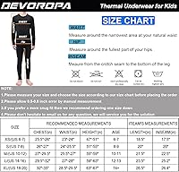 Vista 7 de DEVOROPA 1, 2 conjuntos de ropa interior térmica para niños y jóvenes, con forro polar, capa base elástica, pantalones largos para deportes
