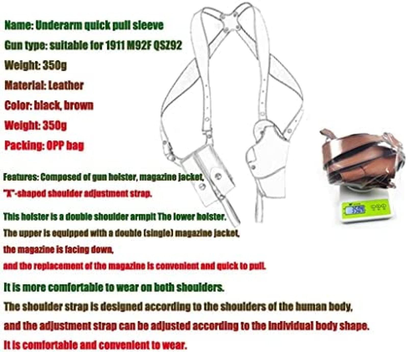 Amazon.co.jp: ブラック ショルダーホルスター、タクティカルガン1911