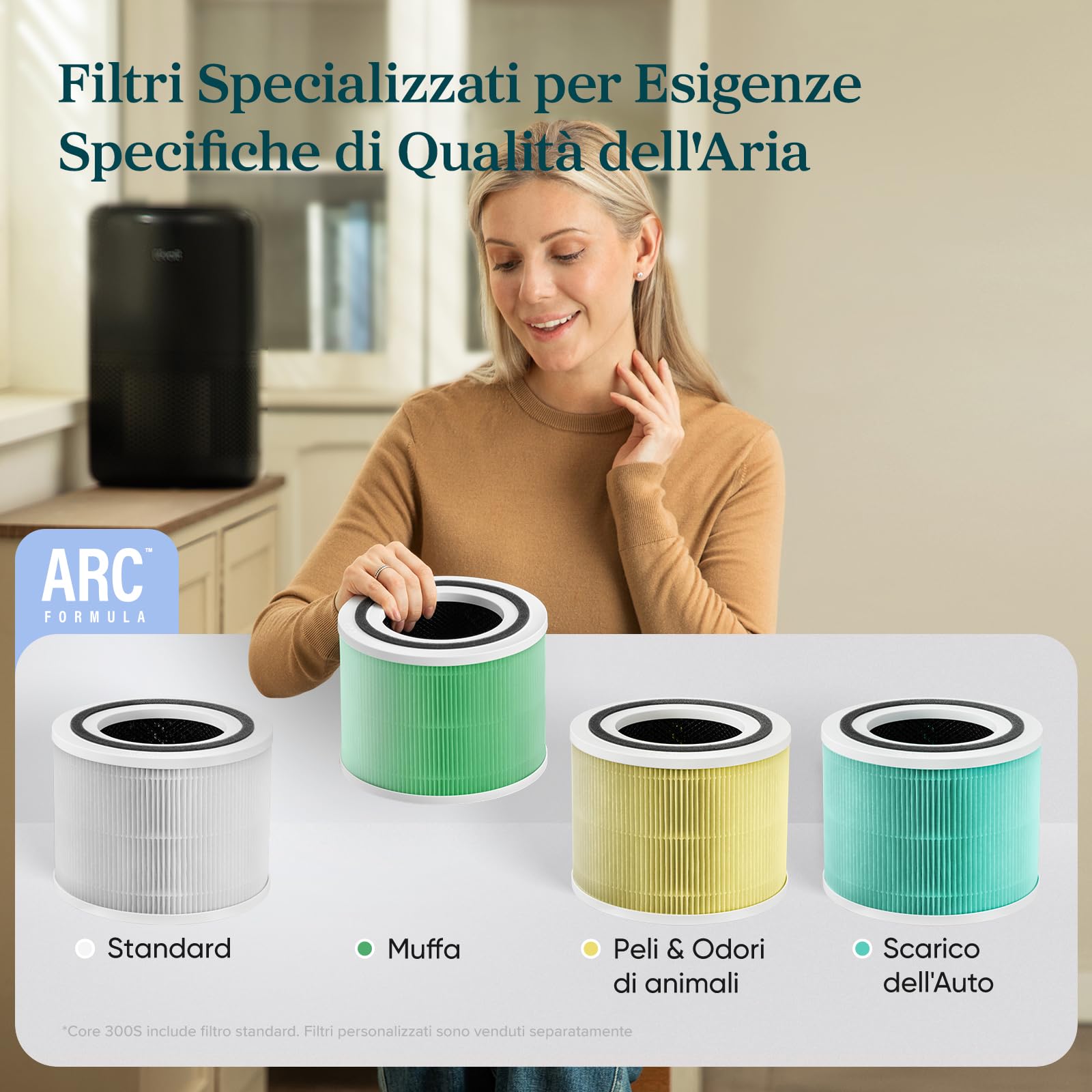 Levoit Purificatore d'Aria Smart per Allergie, CADR 258m³/h, 54㎡, Nero — immagine 8 di 16