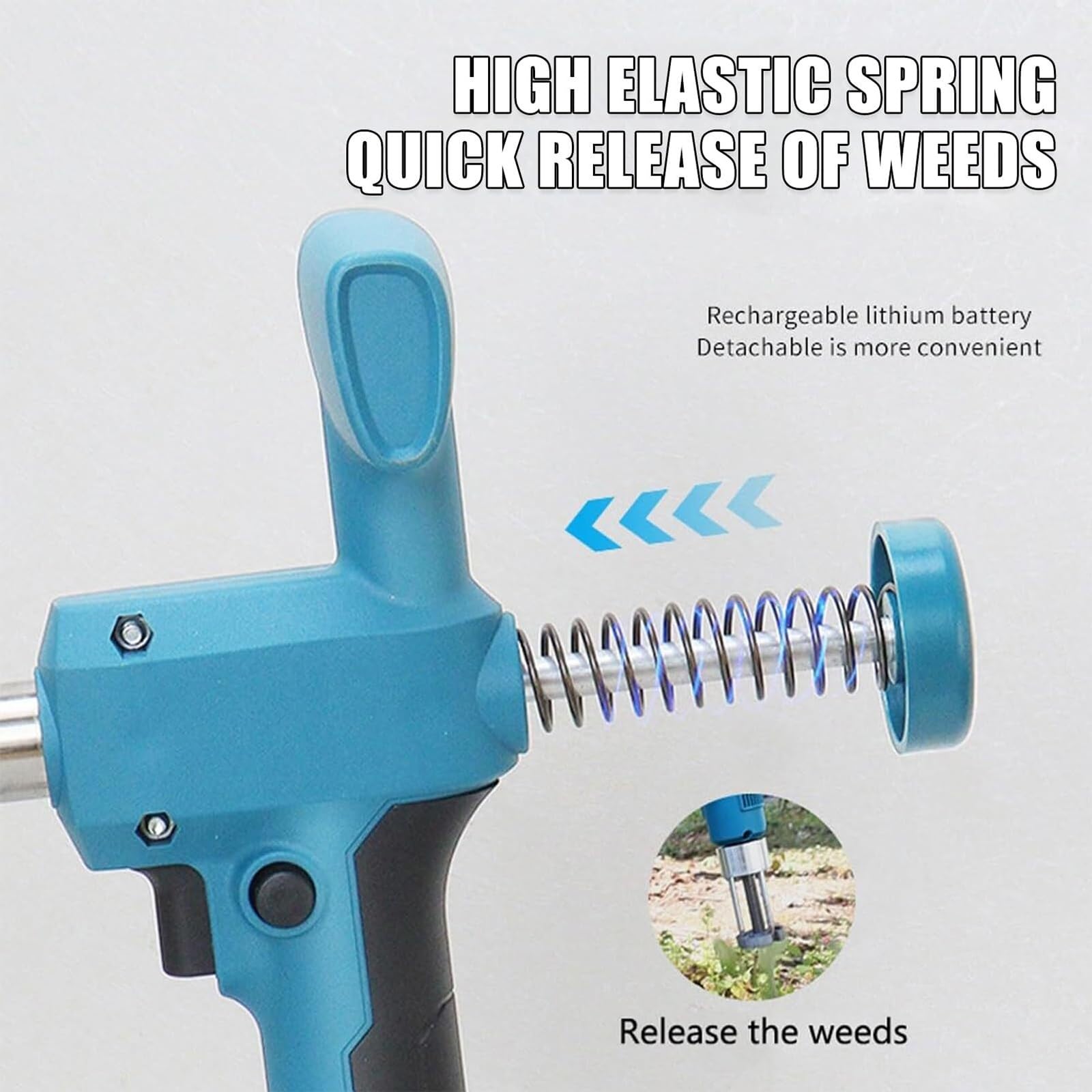 Désherbeur électrique sans fil, avec design à 3 griffes, 2 batteries de 3000 mAh, largeur de travail de 30 cm, longue poignée pour l'entretien de la pelouse et du jardin