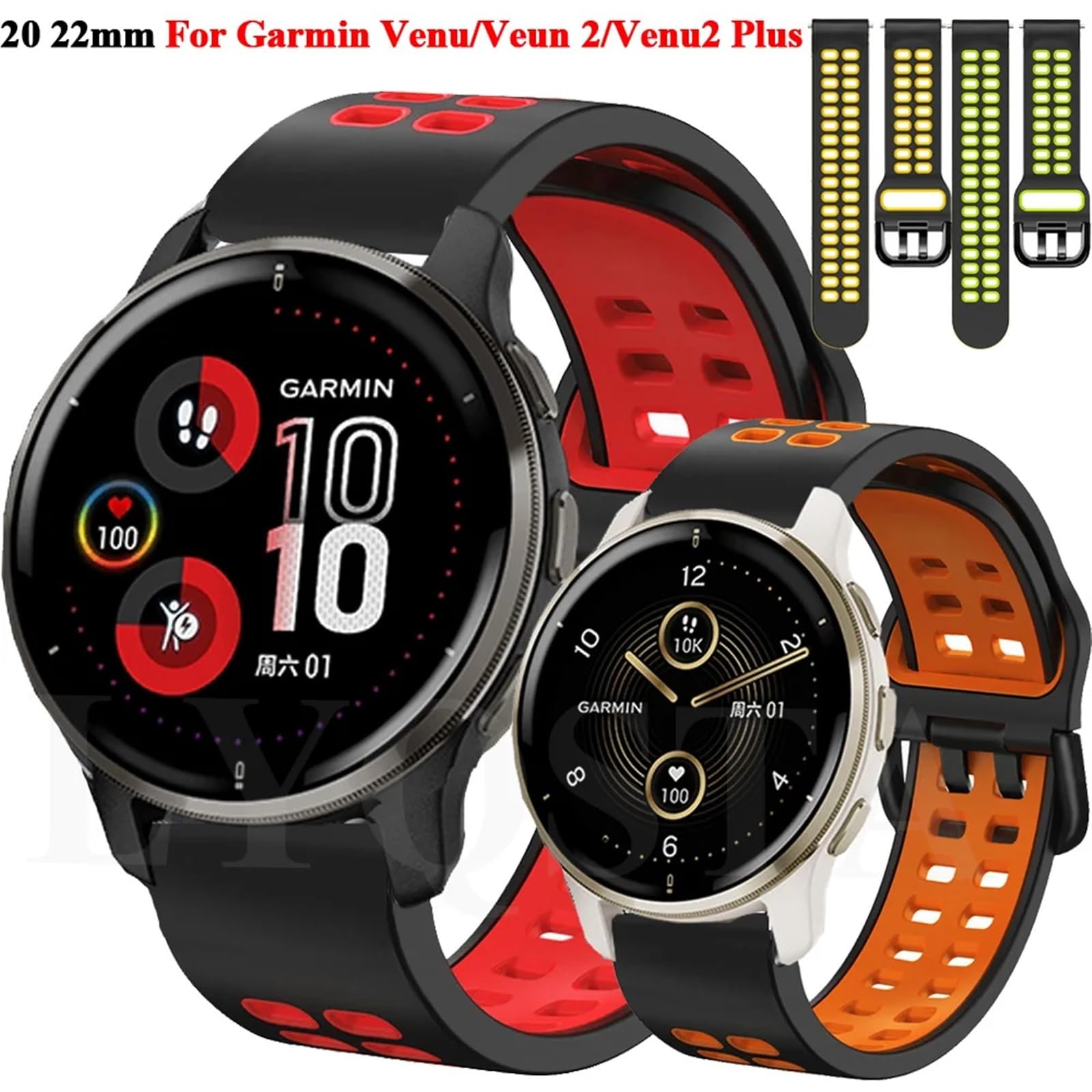 20 22 mm kolorowy pasek do obserwacji Bransoletka silikonowa Silikon Smartwatch Opaska na rękę
