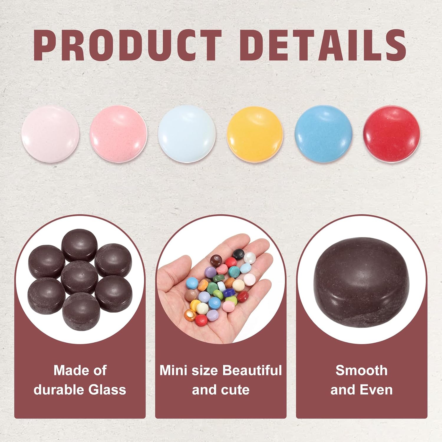 MECCANIXITY 12mm Glass Mosaic Tiles, 200g Round Iridescent Glass Pieces Recycled Mosaic Tiles Bulk for Vase Flower Pots Aquarium Decor Garden Project DIY Art Craft, Coffee Brown