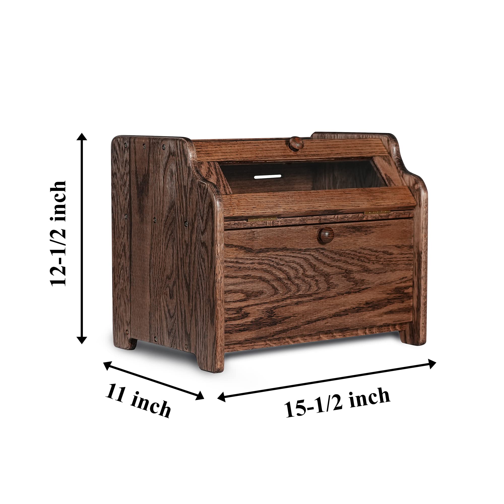 CONSDAN Boîte à Pain En Chêne Massif Avec Fenêtre Transparente, Boîte à Pain Double Couche Pour Stockage Du Pain, Boîte à Pain De Grande Capacité Pour Comptoir De Cuisine, Nature