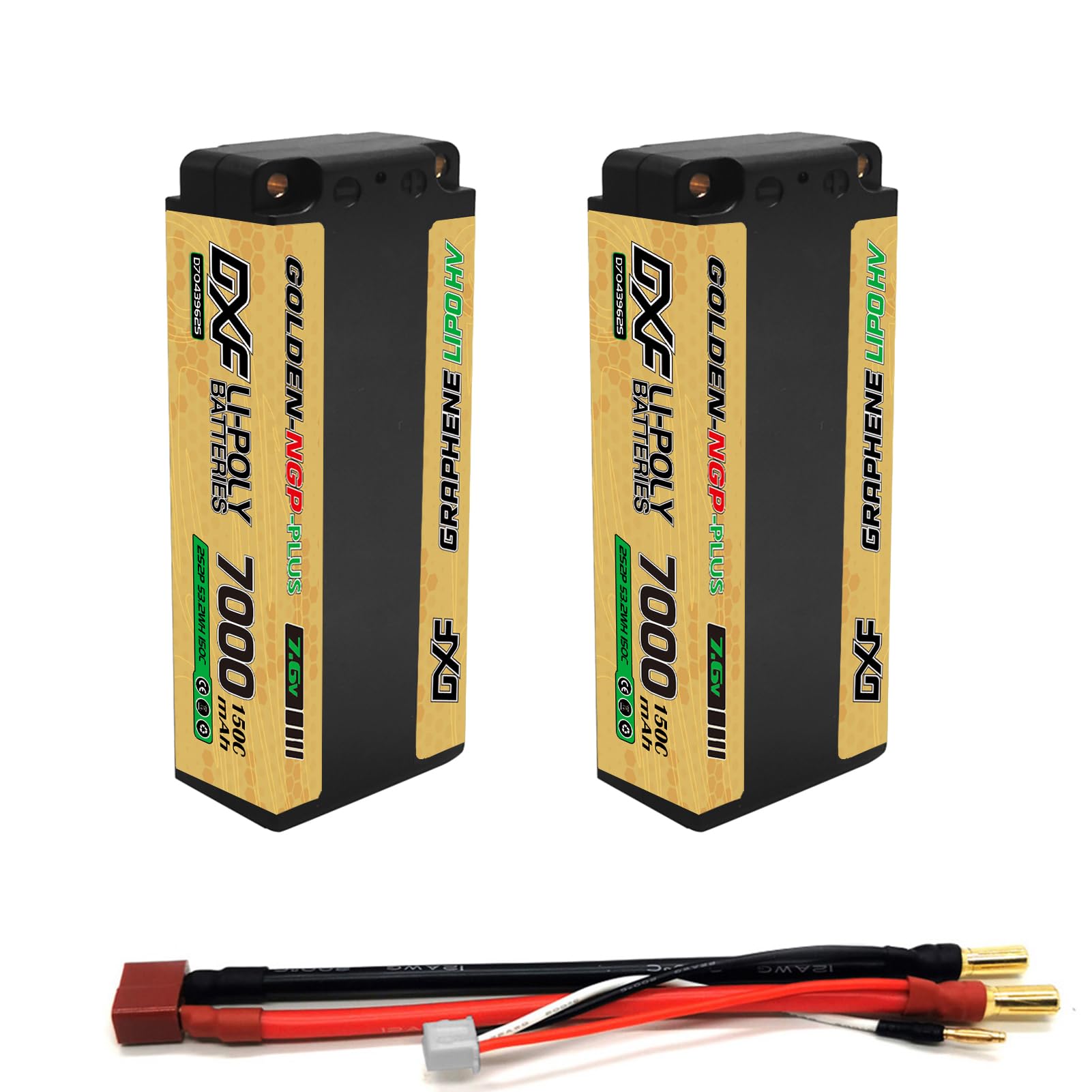 DXF 7.6V 2s lipo akku mit 7000mAh 150c medium-Sized Batteries Golden NGP entladung – lipo 2s ideal für 1/8 und 1/10 Auto rc-Fahrzeuge, leistungsstark, Batterie Pack mit Dean/t 5mm