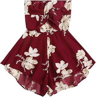 ZQISHMAO Women Elegant Playsuit Summer Short Sleeves Party Wide Leg Jumpsuit Romper with Belt B- Green, M