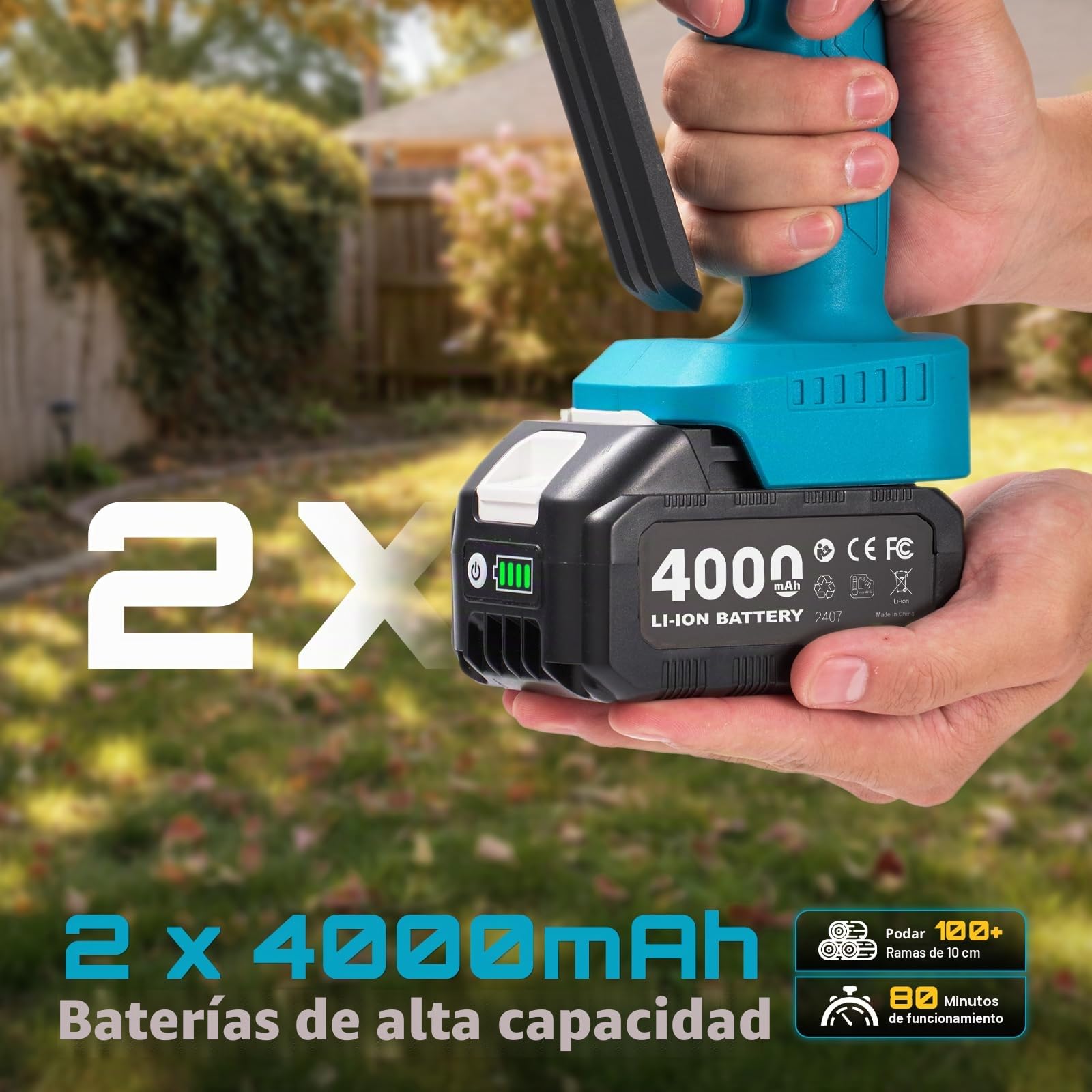 Seesii Mini motosierra inalámbrica de 15,24 cm con 2 pilas de 4000 mAh, sierras eléctricas para ramas de árboles, pequeñas motosierras de corte de extremidades, regalo para hombres, padre