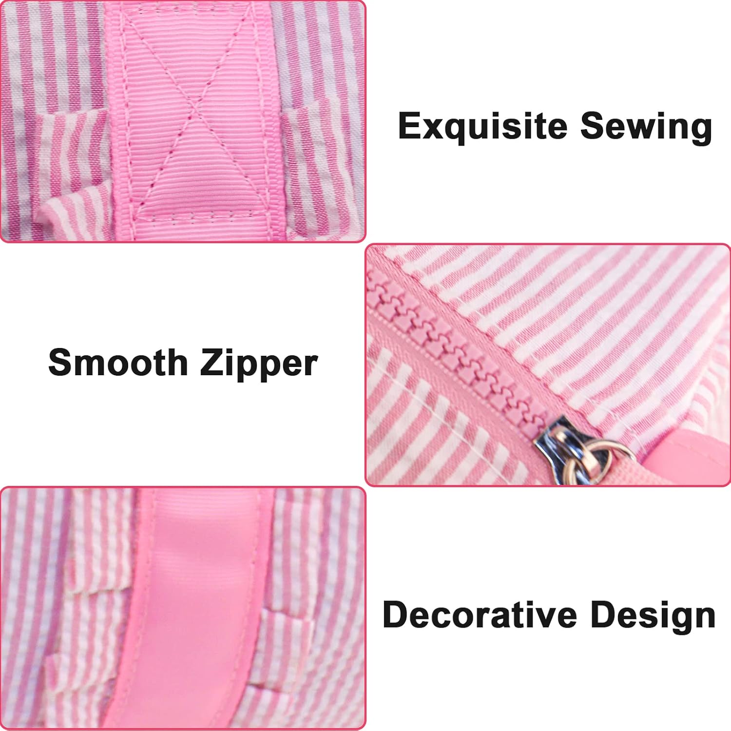 Kids Travel Overnight Bag Seersucker Carry On Lightweight Weekender Duffel Bag for Boys and Girls (Pleated Pink) X-large - Image 4